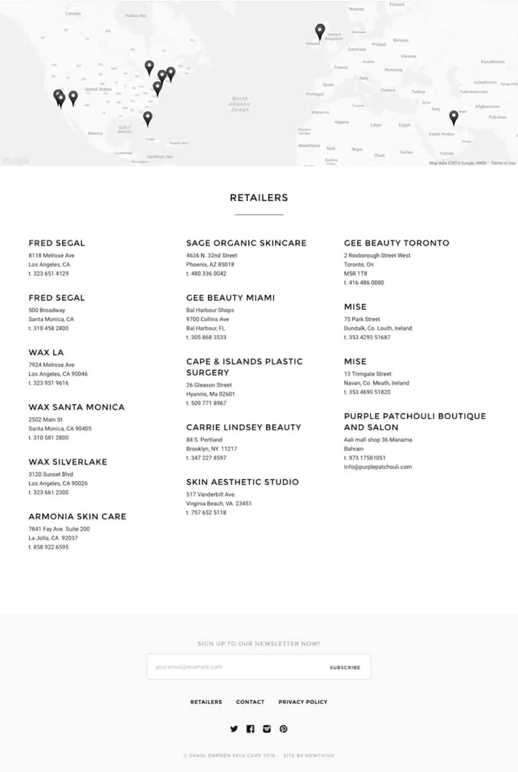 The Google Maps-integrated Retailers page
